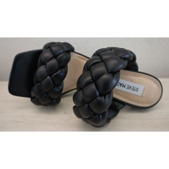 Steve Madden Women's Sz 6M Black Kenley Woven Stiletto Heel Sandals - Picture 4 of 7